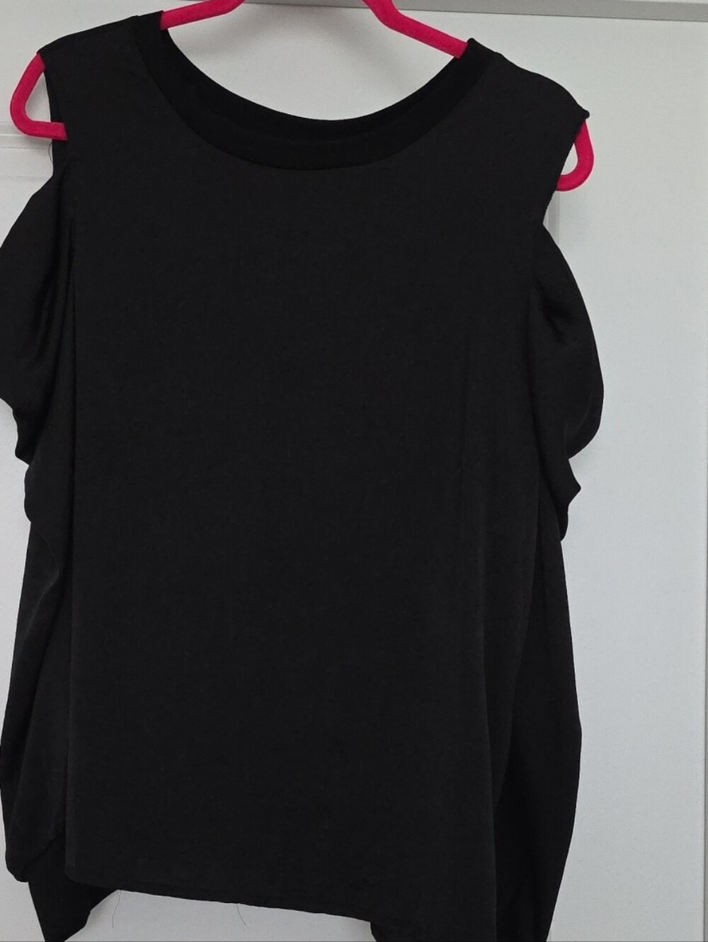Black Ruffle Long Sleeve Cold Shoulder Top
